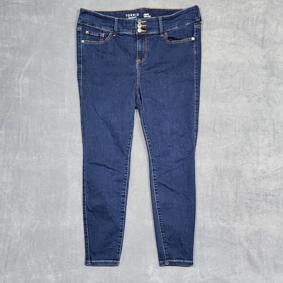 Torrid Jegging Jeans Super Soft Skinny High Rise Dark Wash Stretch Size 16 Short - Picture 1 of 8